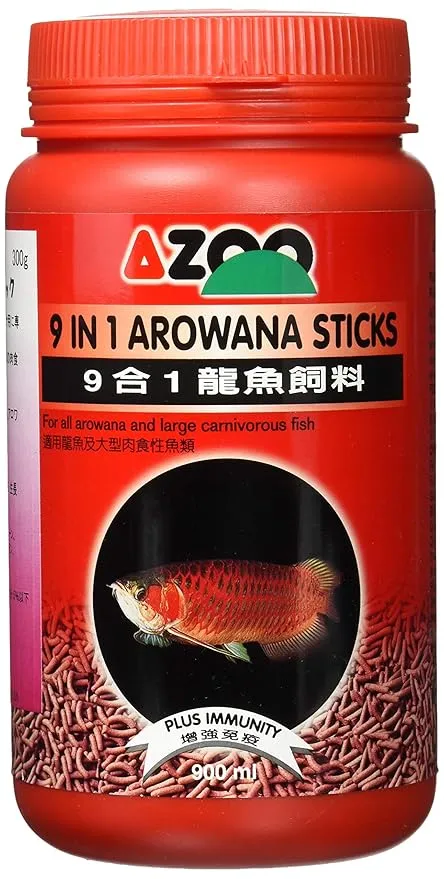 Azoo Arowana Sticks 9 in 1 Aquarium Baby Fish Food, 900ml