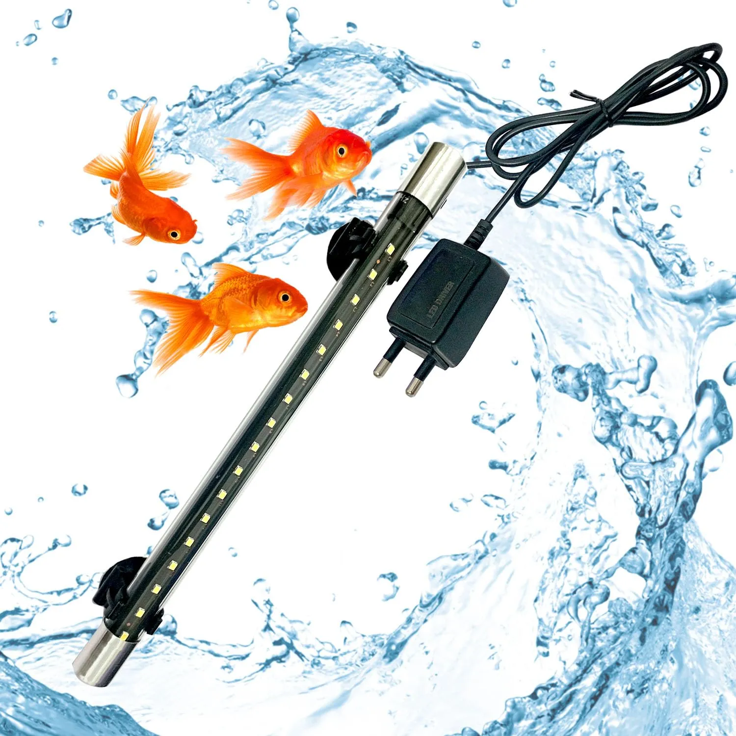 Waterproof Submersible LED Aquarium Light, Fish Tank White LED Light for Fish Tank Suitable for 1.5-2 feet Tank (White, MJ-30N-10.5 INCH-3W)