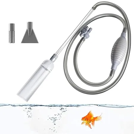 Qpets® 2.6M Manual Fish Tank Cleaner/Fish Tank Siphon and Gravel Cleaner A Hand Syphon Pump to Drain Aquarium Cleaning Tool Gravel Cleaner Aquariums Siphon Pipe for Aquarium